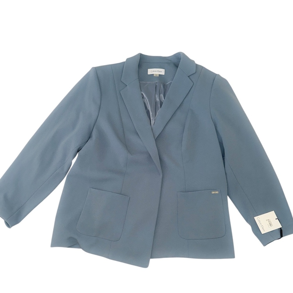 Calvin Klein Women's Gray-Blue Dusty Shale Size 22W Plus Size Open-Front Blazer - Picture 3 of 3
